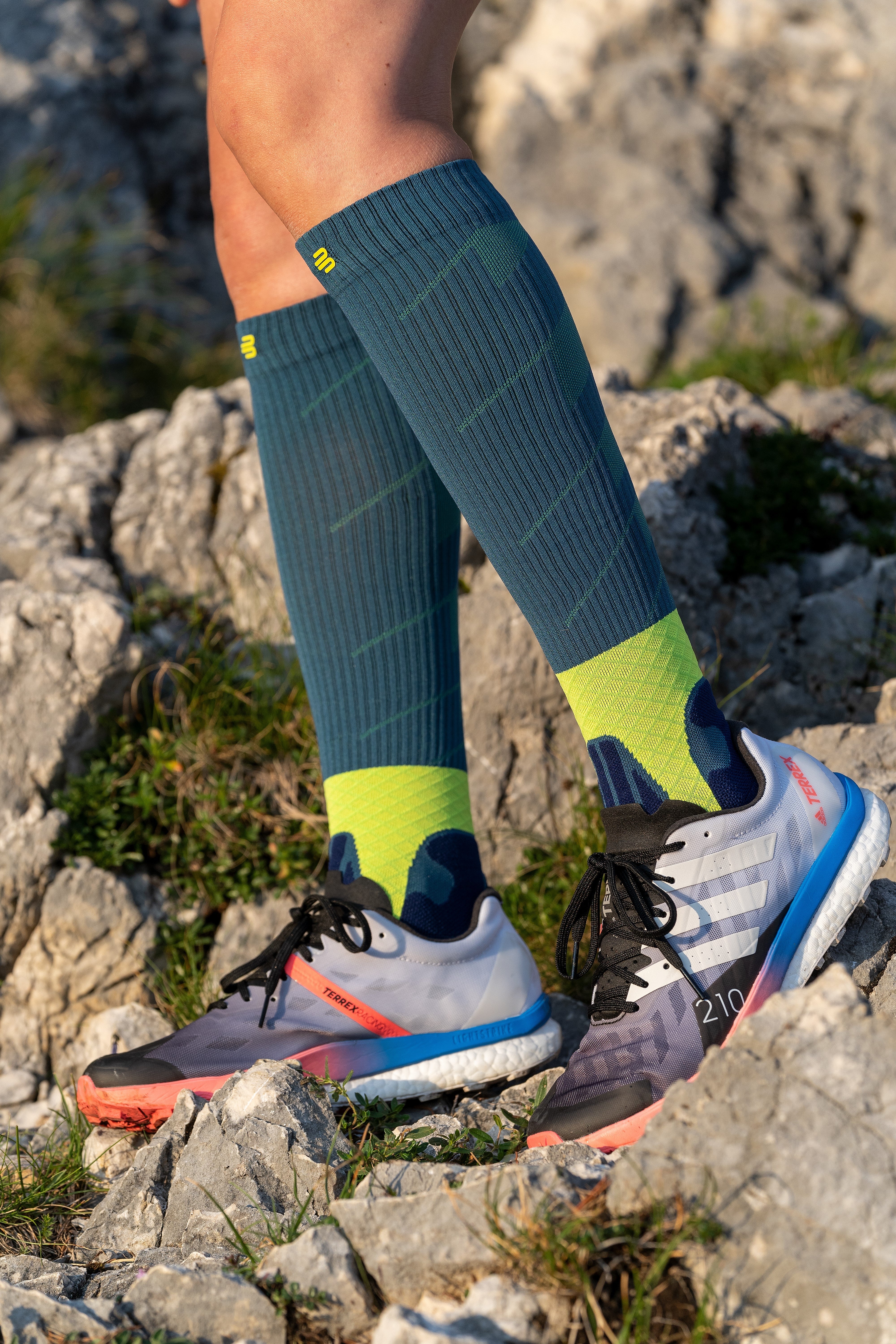 Trail Run Compression Sock - High Cut, Midnight Teal