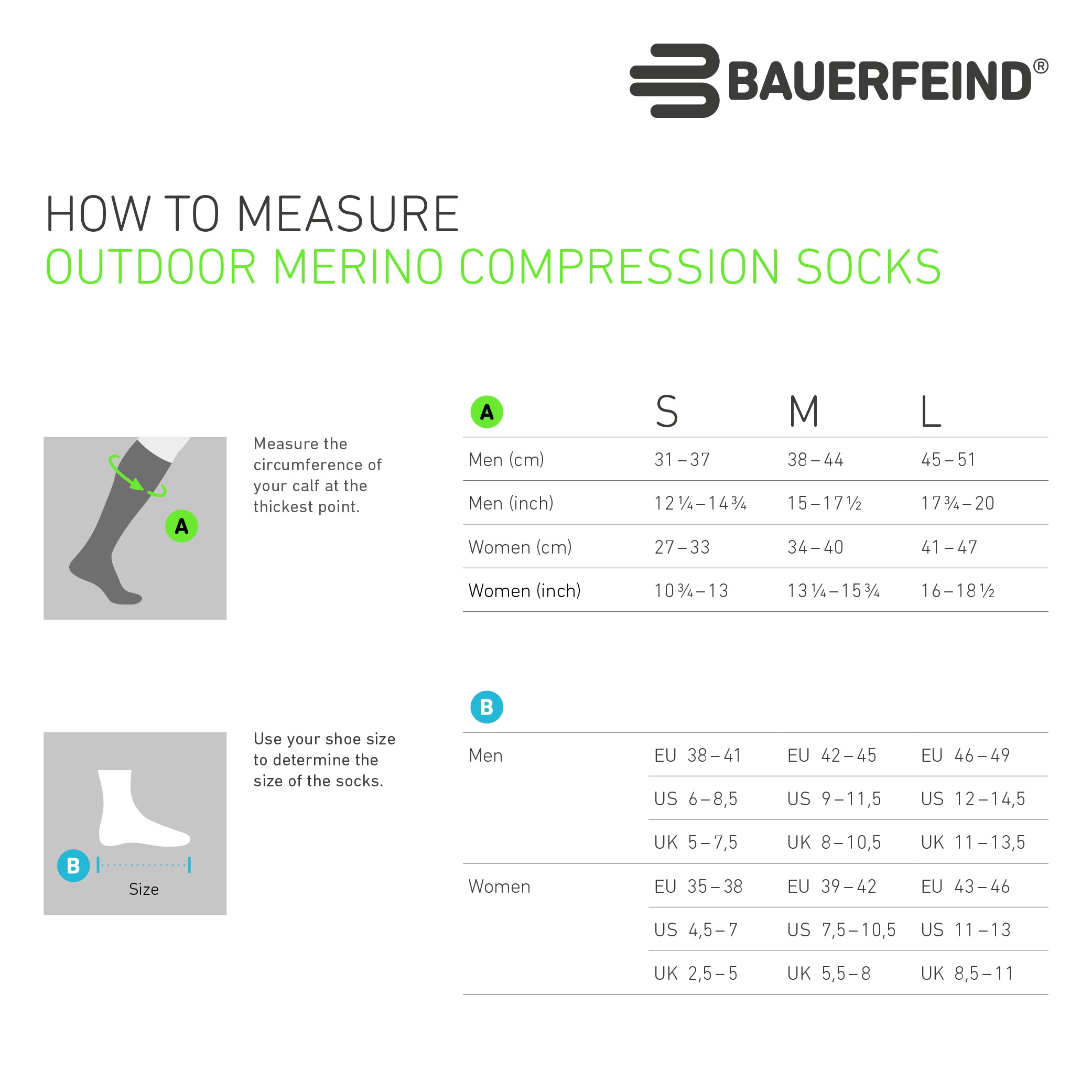 BAUERFEIND OUTDOOR MERINO PERFORMANCE Sock - HIGH CUT, Herbal Green