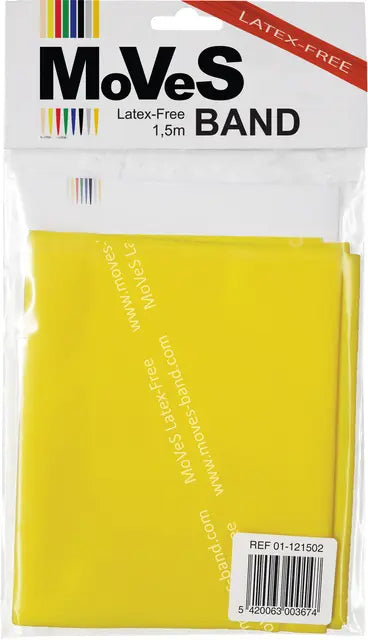 MoVeS Lateksfri Træningselastik 1,5 meter Gul - Kolli - 10 stk.