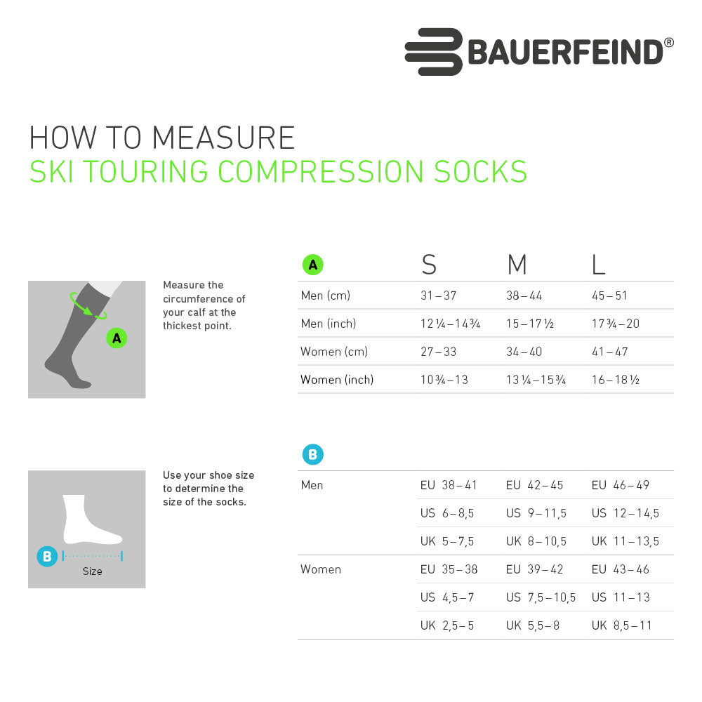 Ski Touring Compression Socks, High Cut, Blue